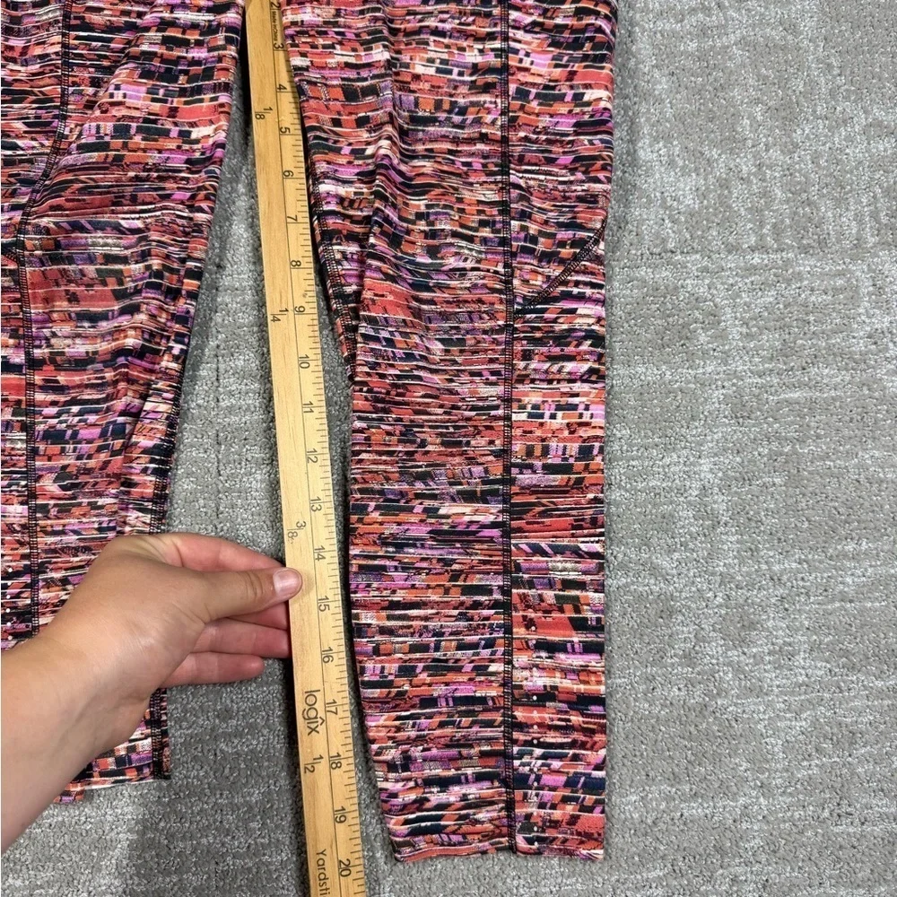 Lululemon Fast and Free Tight II Nulux Flash Pleat Orange Multi Sz 6